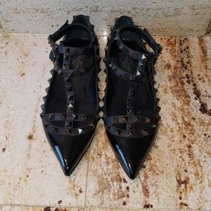 ValentinoGaravaniPATENT ROCKSTUD CAGED BALLET FLAT